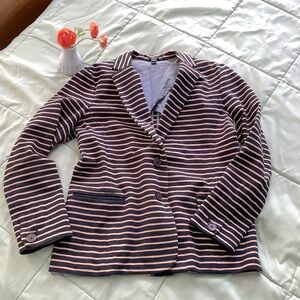 J Crew Nautical Blazer, Black and Tan Stripe, Size S
